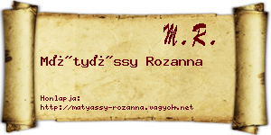 Mátyássy Rozanna névjegykártya